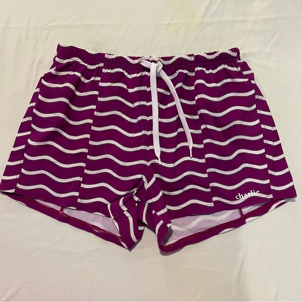Charlie swim shorts swimwear trunks red stripes small